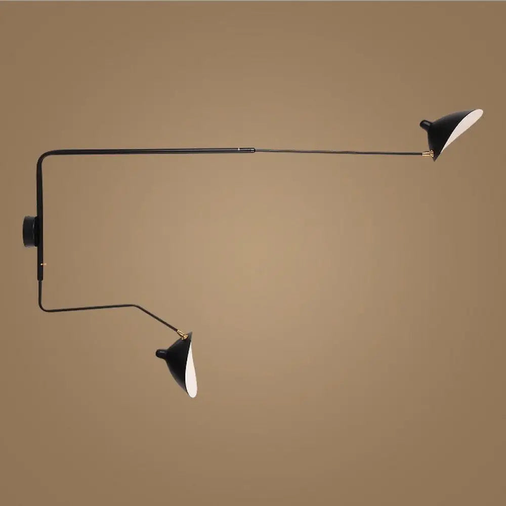 Applique Murale Nera 2 Bracci Articolati Salotto
