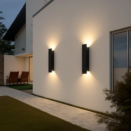 Applique murale esterne impermeabili striscia alluminio applique murali 18W LED nero applique camera esterna illuminazione esterna