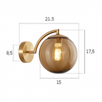 Applique murale LED dorato con sfera in vetro fumé Scone
