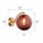 Applique murale LED dorato con sfera in vetro fumé Scone