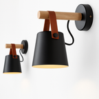 Applique murale LED in legno con paralume sospeso