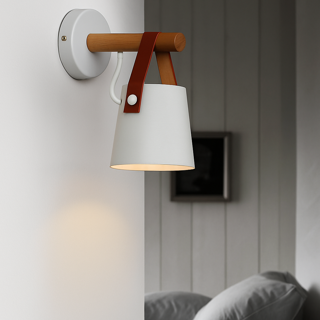 Applique murale LED in legno con paralume sospeso