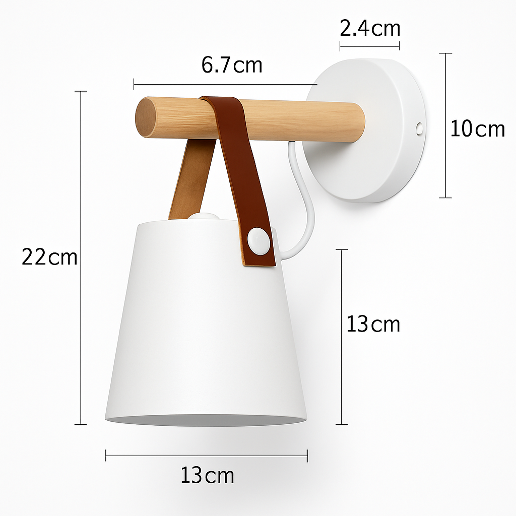 Applique murale LED in legno con paralume sospeso