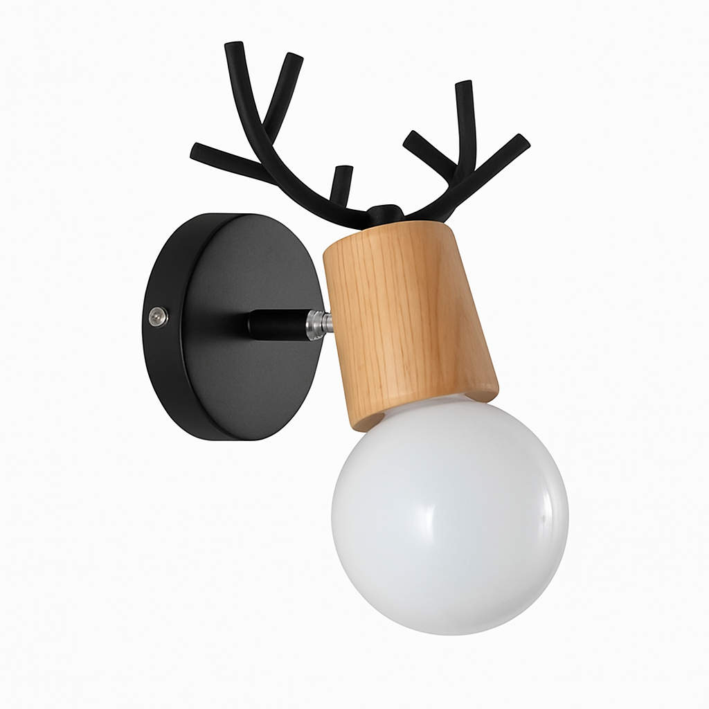 Applique murale LED a forma di cervo in legno Novelty