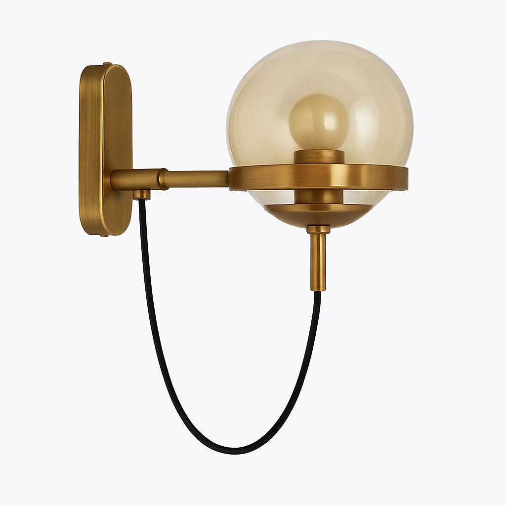 Applique murale LED in metallo e sfera di vetro