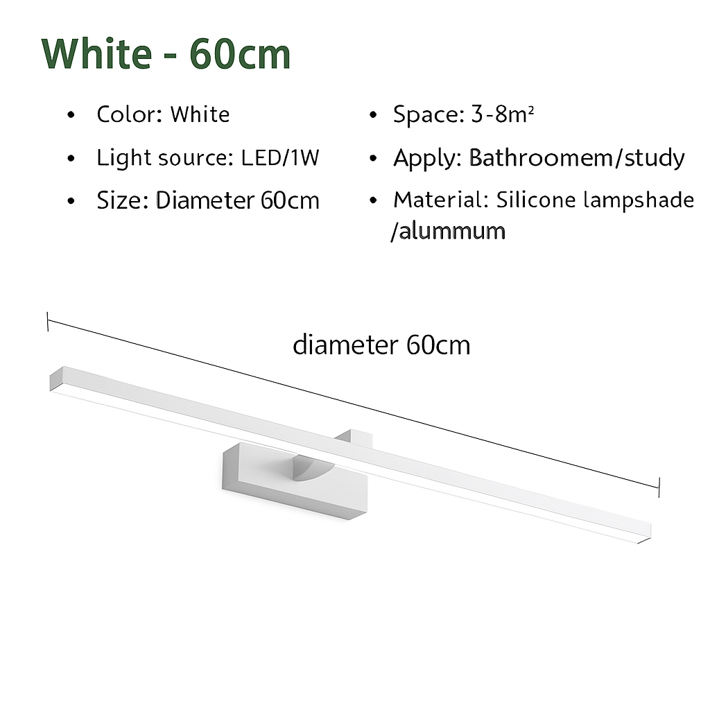 applique murale LED moderna tre colori illuminazione alluminio per trucco