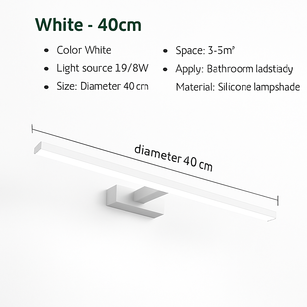 applique murale LED moderna tre colori illuminazione alluminio per trucco