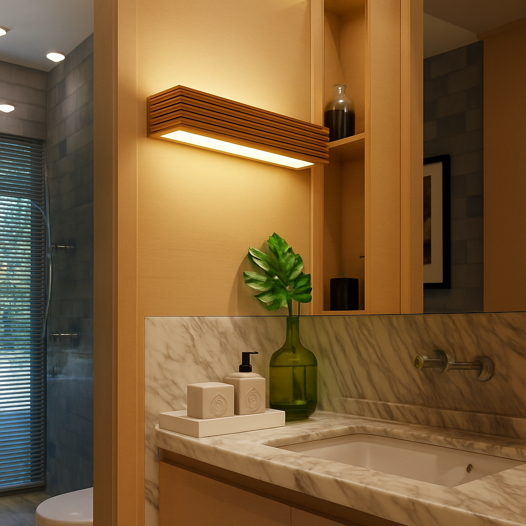 Applique murale LED rettangolare in legno intagliato Japan