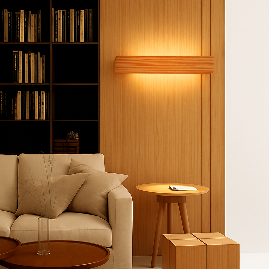 Applique murale LED rettangolare in legno intagliato Japan