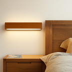 Applique murale LED rettangolare in legno intagliato Japan