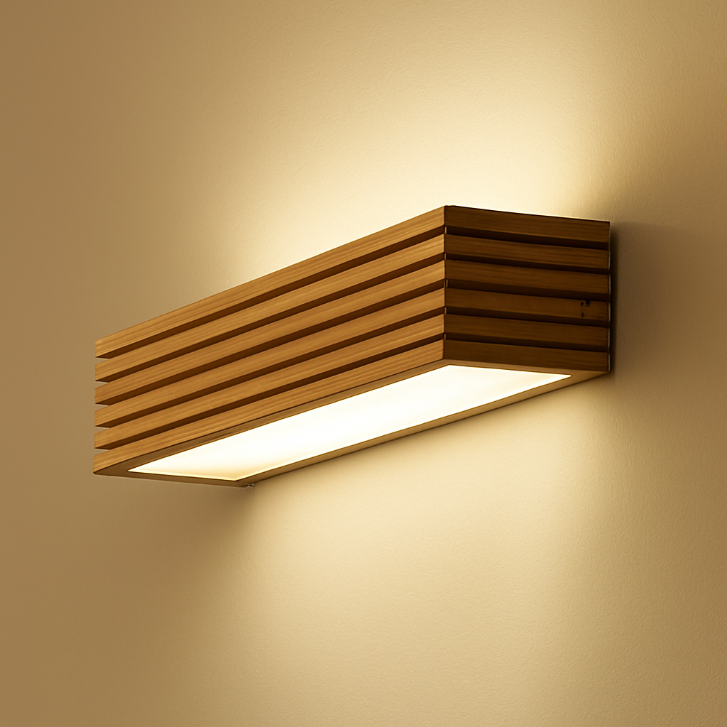 Applique murale LED rettangolare in legno intagliato Japan