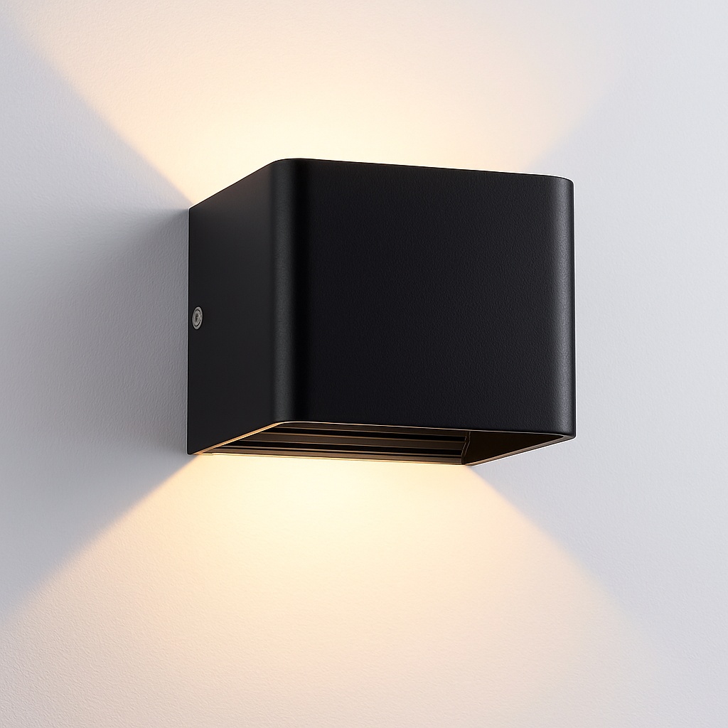 Applique murale moderna LED con cubo in metallo colorato