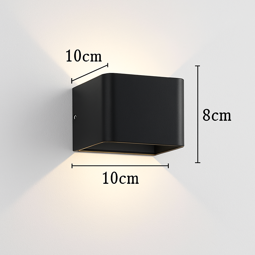 Applique murale moderna LED con cubo in metallo colorato