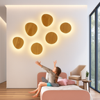 Applique murale scandinava LED di forma ovale in legno