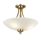 Endon Welles Lampada da Soffitto Semi Flush in Ottone Antico a 3 Bracci