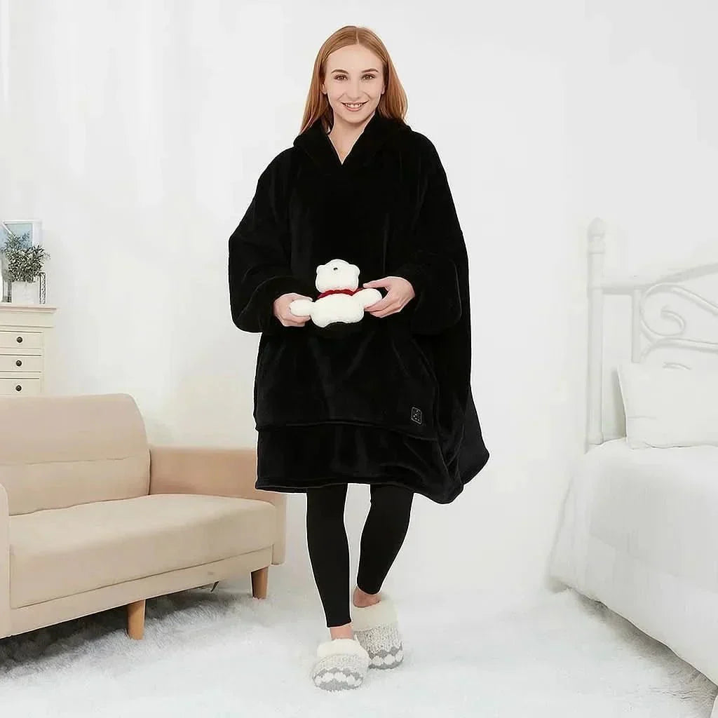 Felpa con Cappuccio Riscaldata USB – Morbida Coperta Elettrica da Indossare per un Comfort Accogliente a Casa