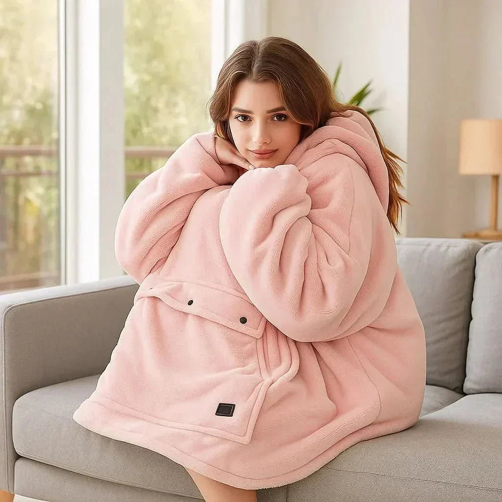 Felpa con Cappuccio Riscaldata USB – Morbida Coperta Elettrica da Indossare per un Comfort Accogliente a Casa