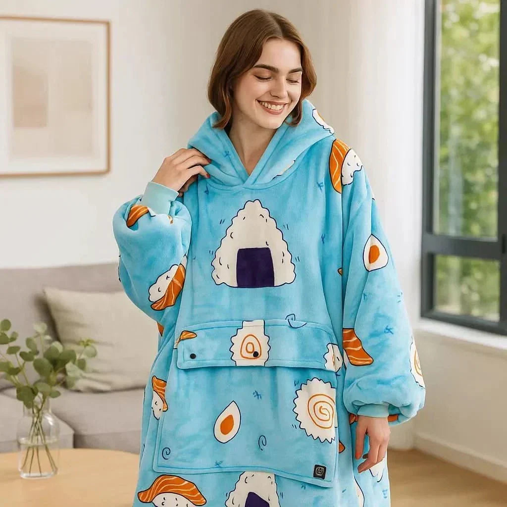 Felpa con Cappuccio Riscaldata USB – Morbida Coperta Elettrica da Indossare per un Comfort Accogliente a Casa