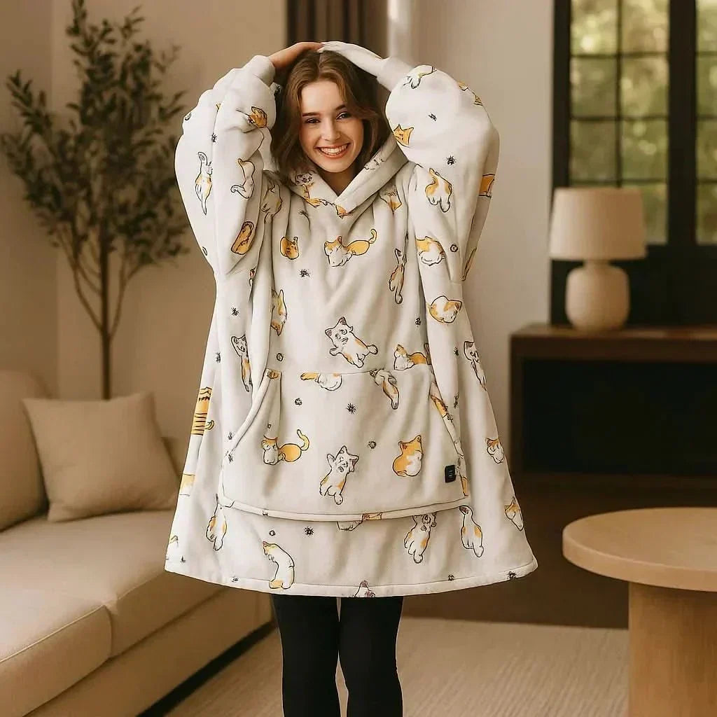 Felpa con Cappuccio Riscaldata USB – Morbida Coperta Elettrica da Indossare per un Comfort Accogliente a Casa