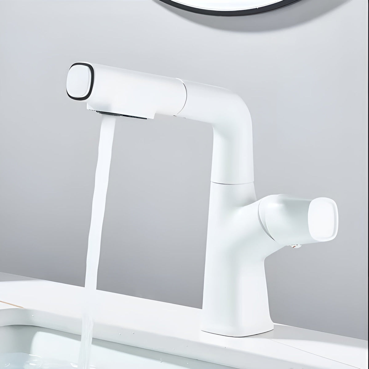 Rubinetto da bagno estraibile per lavabo – Rubinetto monocomando con doccetta estraibile, installazione a foro singolo