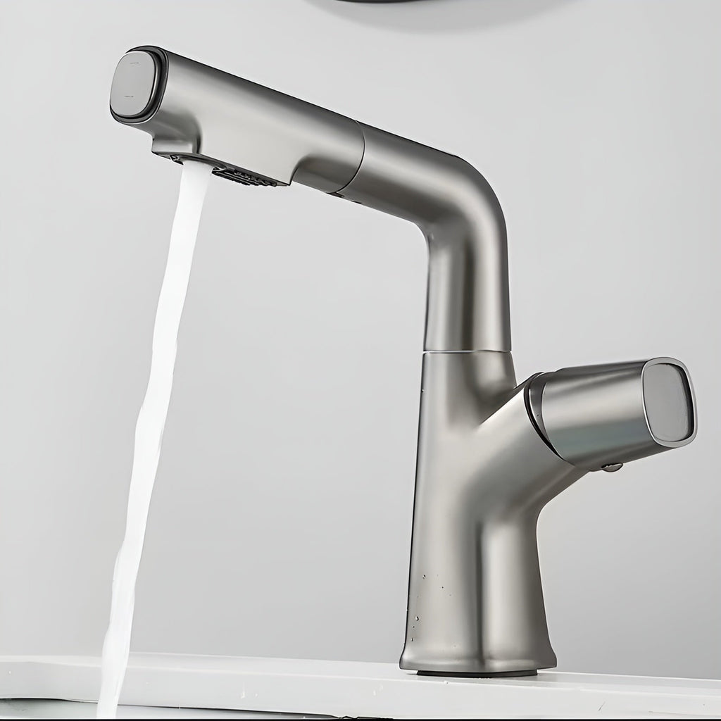 Rubinetto da bagno estraibile per lavabo – Rubinetto monocomando con doccetta estraibile, installazione a foro singolo