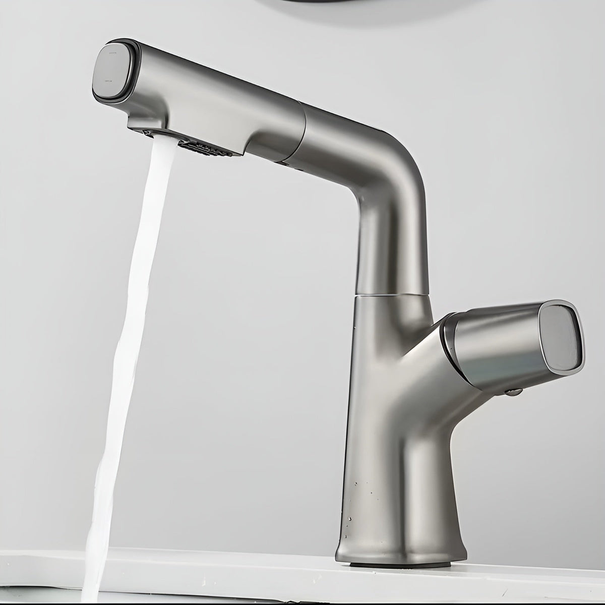 Rubinetto da bagno estraibile per lavabo – Rubinetto monocomando con doccetta estraibile, installazione a foro singolo