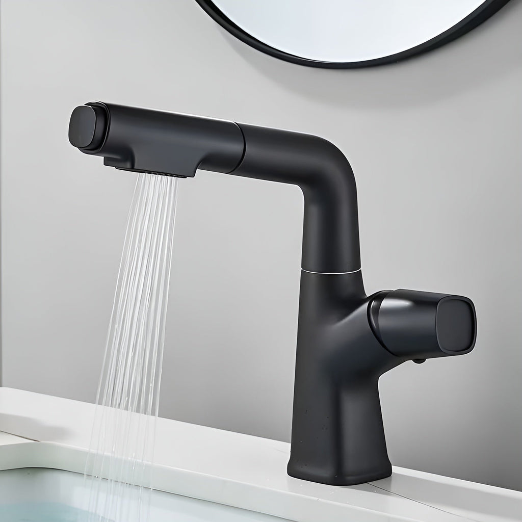 Rubinetto da bagno estraibile per lavabo – Rubinetto monocomando con doccetta estraibile, installazione a foro singolo