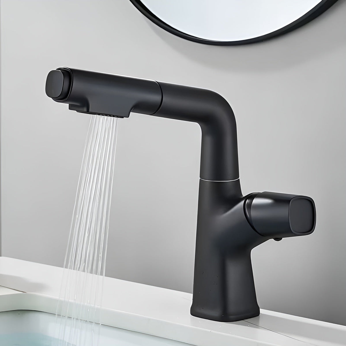 Rubinetto da bagno estraibile per lavabo – Rubinetto monocomando con doccetta estraibile, installazione a foro singolo