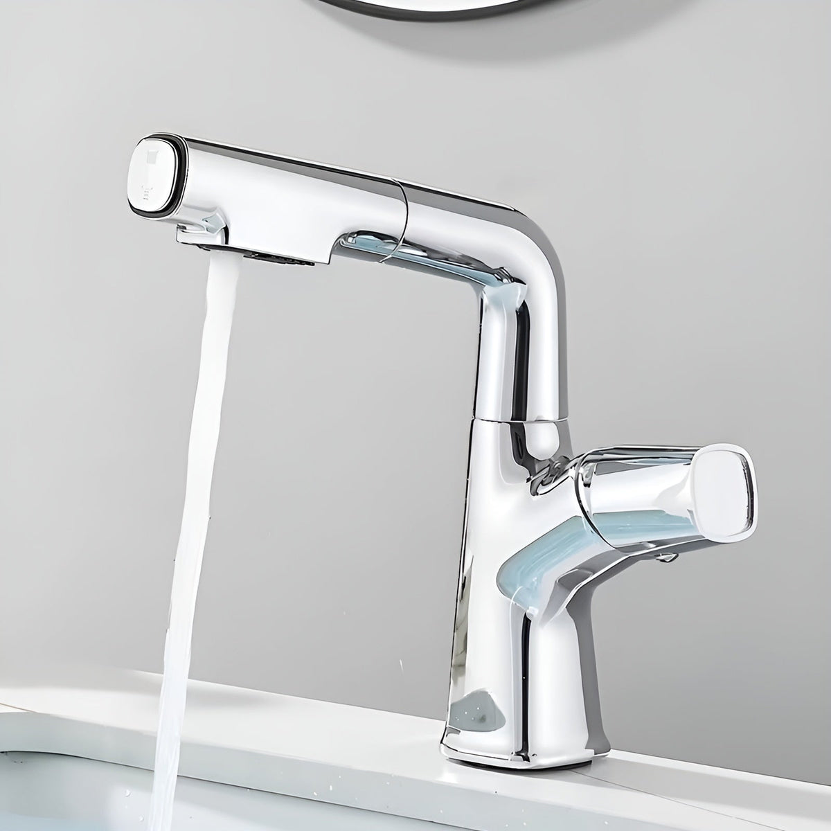 Rubinetto da bagno estraibile per lavabo – Rubinetto monocomando con doccetta estraibile, installazione a foro singolo