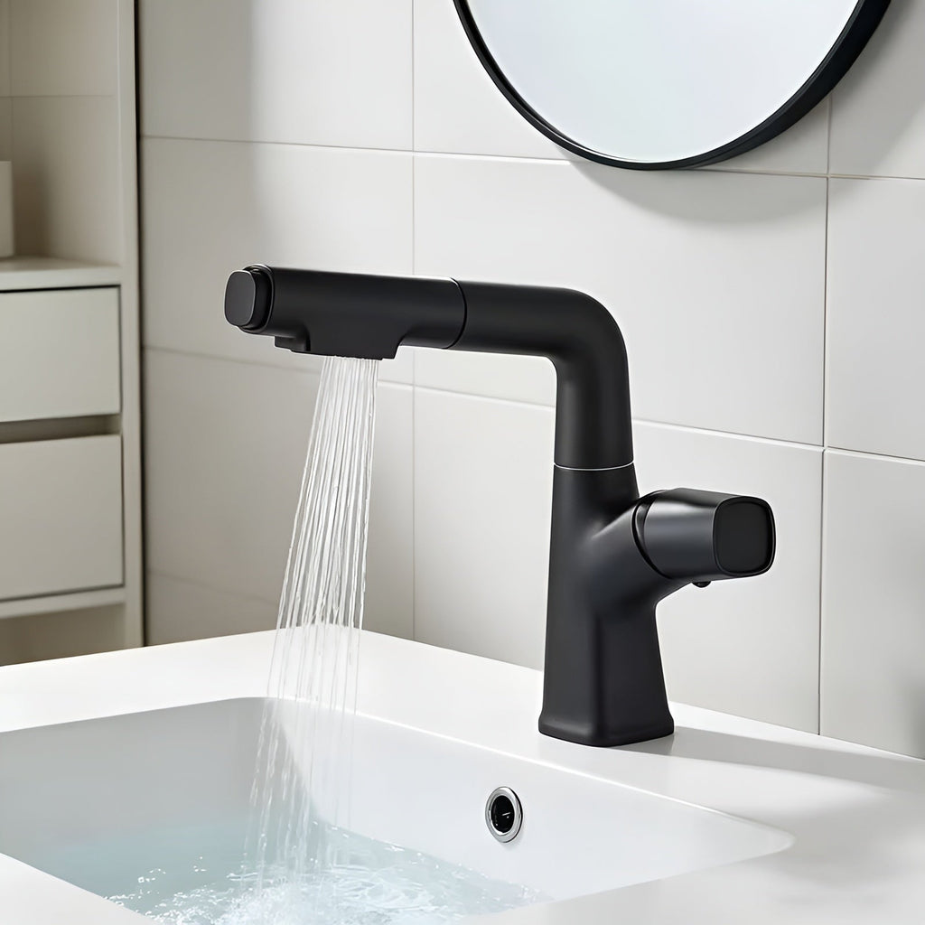 Rubinetto da bagno estraibile per lavabo – Rubinetto monocomando con doccetta estraibile, installazione a foro singolo
