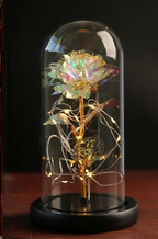 Lampada da Tavolo Decorativa con Rosa LED in Cupola di Vetro