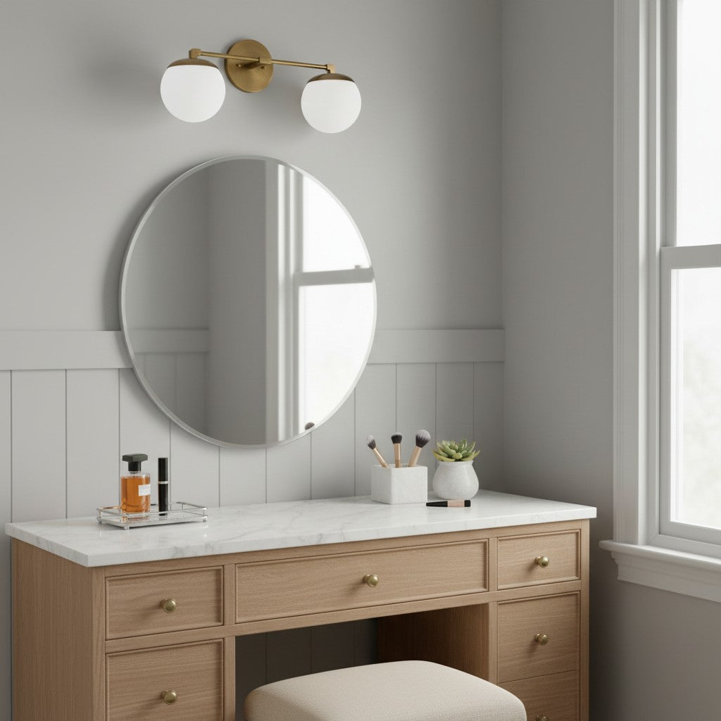 Applique da Bagno in Vetro Latte e Ottone