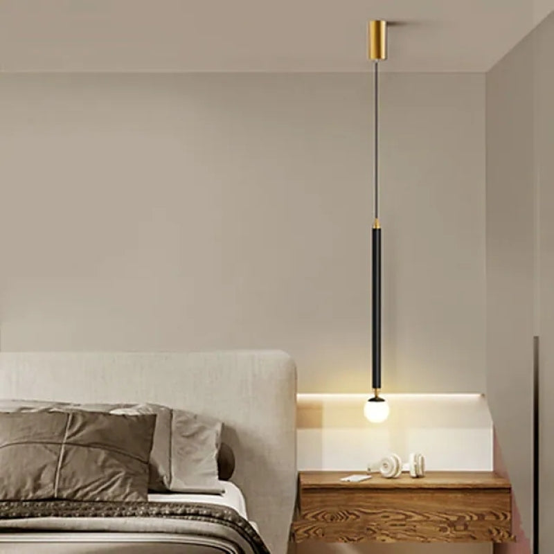 Lampada a Sospensione Metallica Lineare Auri, Nera e Oro