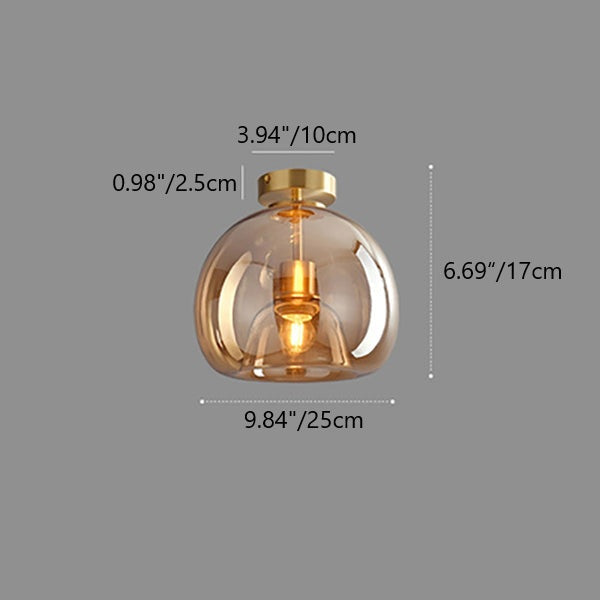 Lampada da soffitto semi-incassata in vetro e ferro a sfera, stile nordico contemporaneo, 1 luce per soggiorno