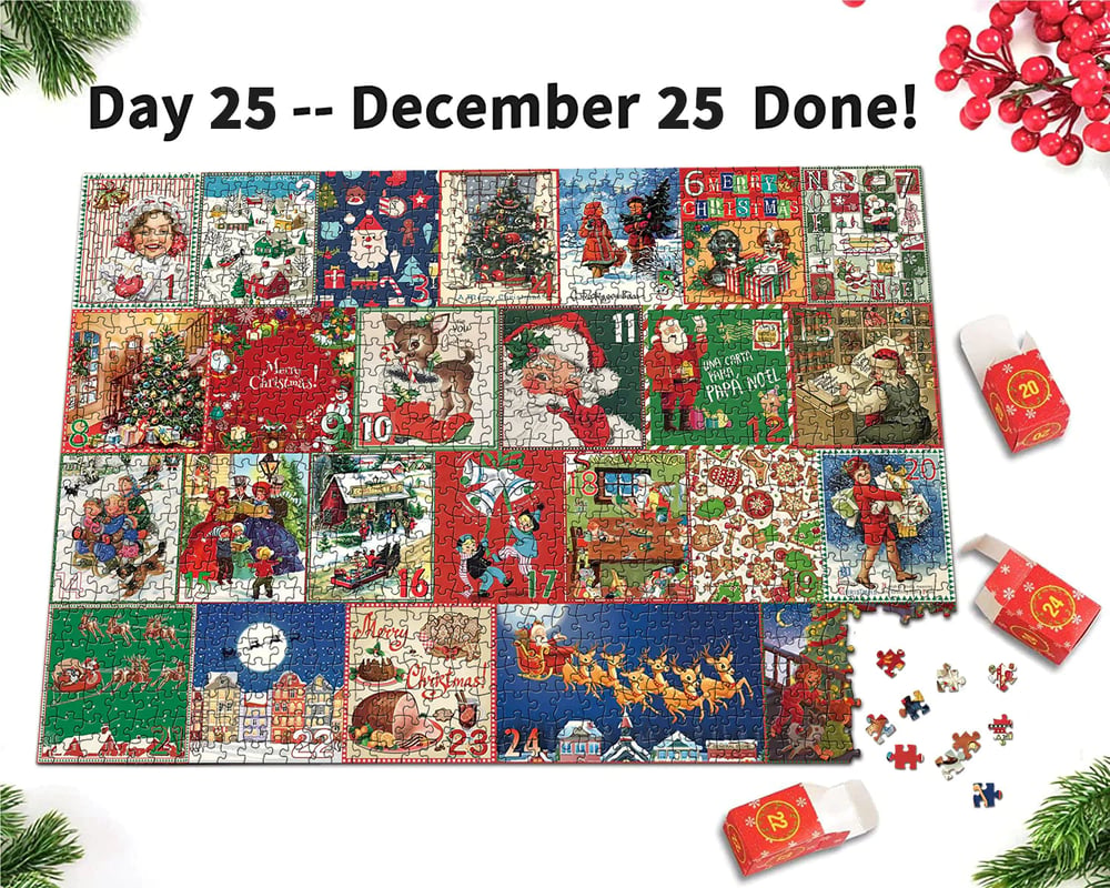 PuzzleJoy Calendario dell'Avvento Puzzle | Unico puzzle da 1000 pezzi per divertimento quotidiano!