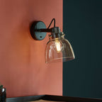 Lampada da Parete Industriale Nera in Cromo per Lettura