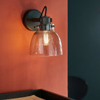 Lampada da Parete Industriale Nera in Cromo per Lettura