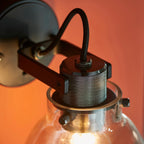 Lampada da Parete Industriale Nera in Cromo per Lettura