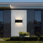 Lampada da parete esterna rettangolare moderna in metallo Tronix, Nero/Bianco, effetto onda d'acqua