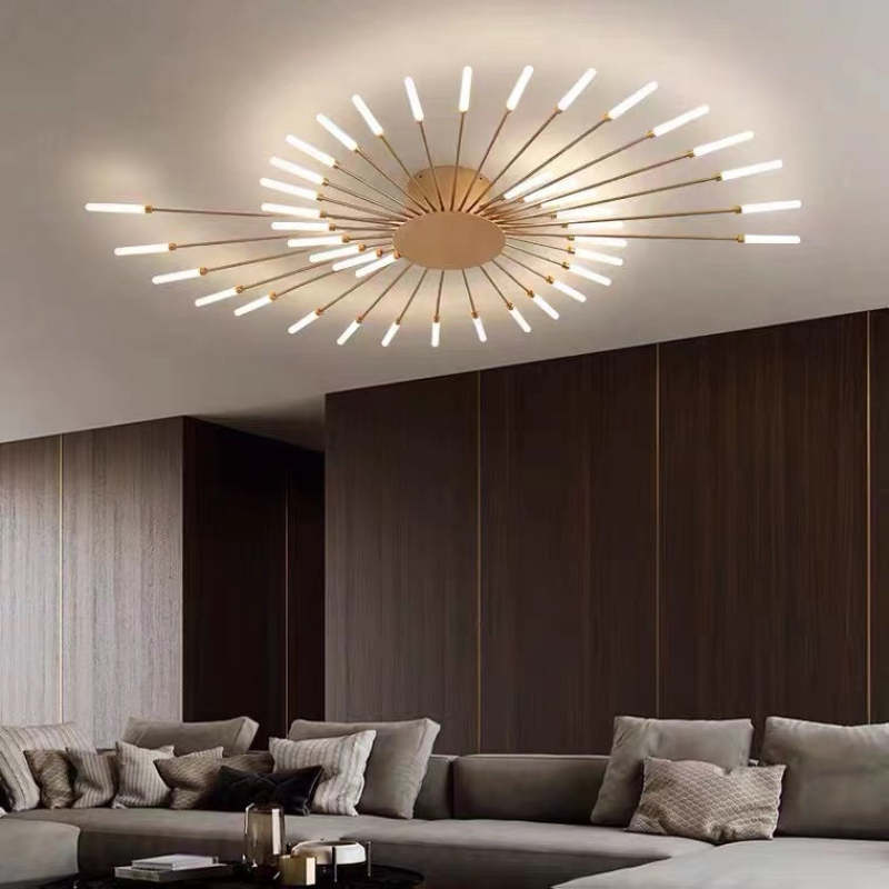 Wesley Flush-Mount Ceiling Light Fuochi d'Artificio, Nero/Oro