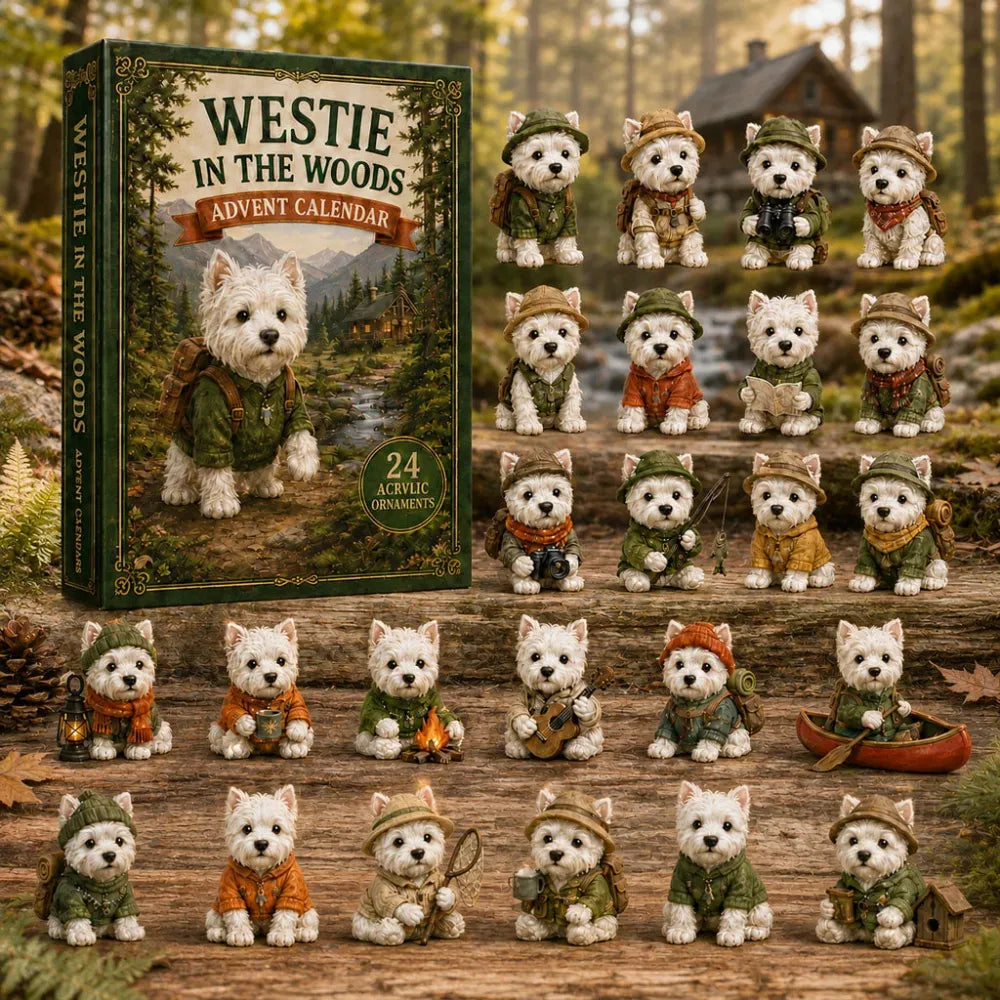 🐶Calendario Avvento 2D Westie nel Bosco 2026 - Countdown Festivo di 24 Giorni - Regalo per Amanti dei Cani
