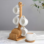 Set di tazze da caffè in ceramica con piattino e supporto – Elegante e Decorativo | Perfetto per caffè e casa
