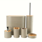 Set da bagno 6 pezzi – Accessori pratici con dispenser per sapone e bicchiere per spazzolino | Perfetto per bagno e ospiti