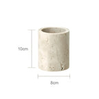 Set da bagno in travertino – Accessori pregiati in pietra naturale | Dispenser per sapone, piattino per sapone, diffusore e vassoio