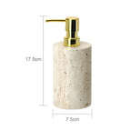 Set da bagno in travertino – Accessori pregiati in pietra naturale | Dispenser per sapone, piattino per sapone, diffusore e vassoio