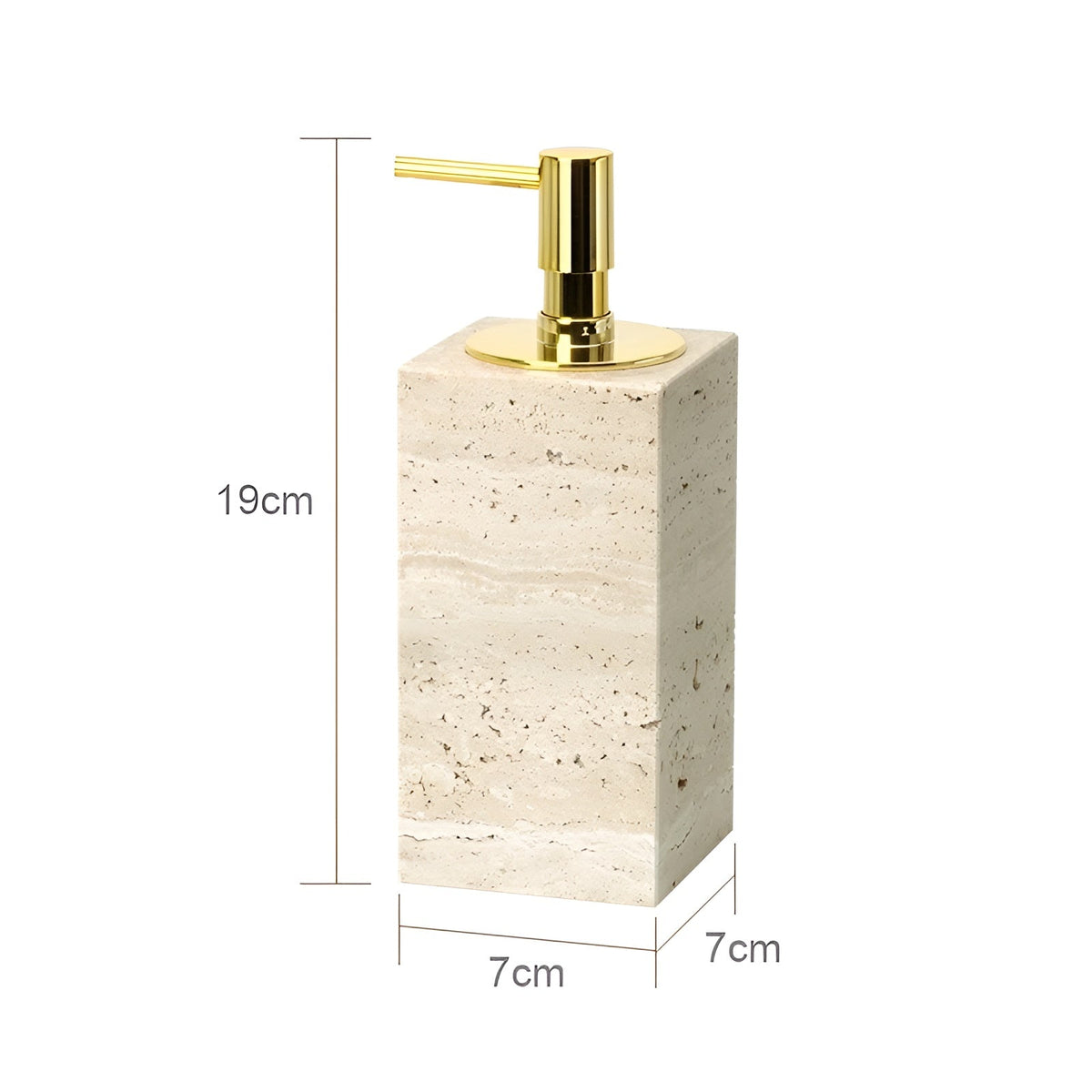 Set da bagno in travertino – Accessori pregiati in pietra naturale | Dispenser per sapone, piattino per sapone, diffusore e vassoio