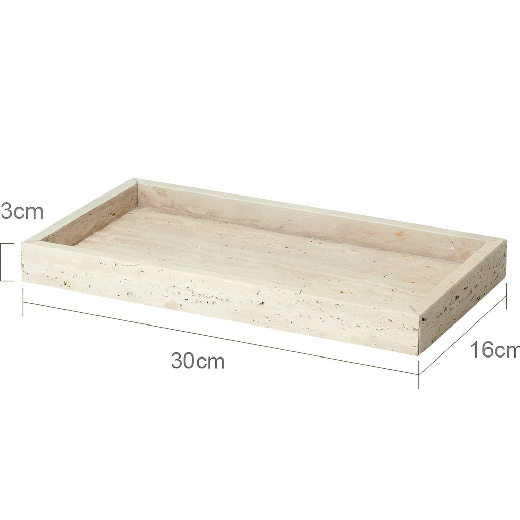 Set da bagno in travertino – Accessori pregiati in pietra naturale | Dispenser per sapone, piattino per sapone, diffusore e vassoio