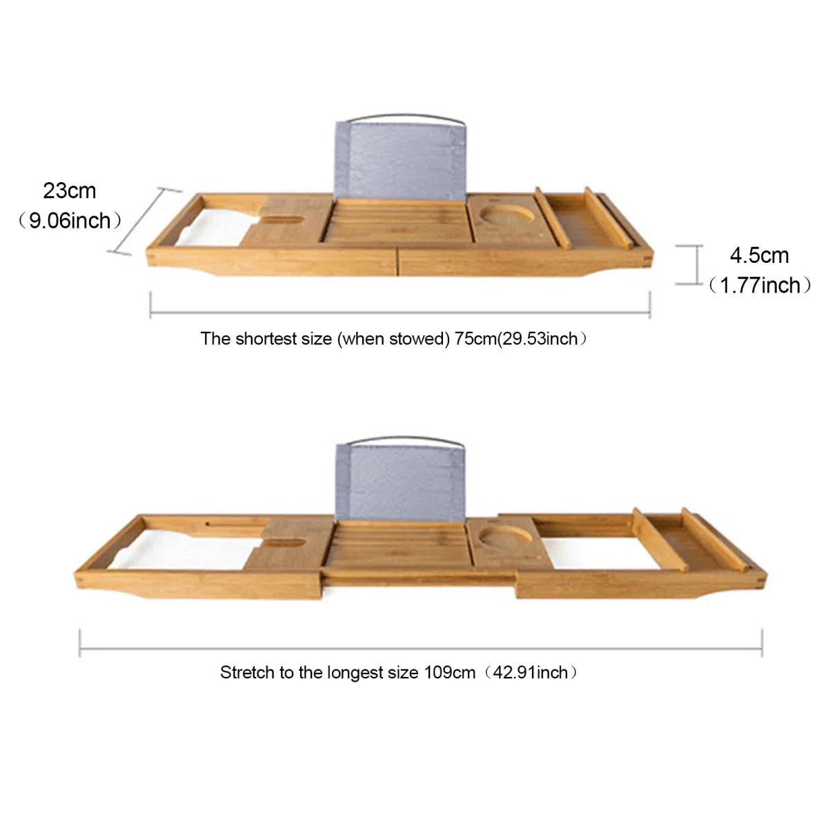 BAMORÉ – Elegante Vassoio da Bagno in Bambù con Funzioni di Stoccaggio e Relax Regolabili