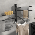 BATHARC – Porta Asciugamani Nero Opaco Elegante con 5 Bracci Rotanti