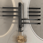 BATHARC – Porta Asciugamani Nero Opaco Elegante con 5 Bracci Rotanti